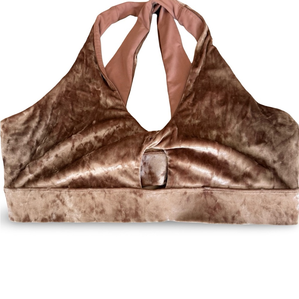 Fabletics Velvet Halter Bralette in Brown